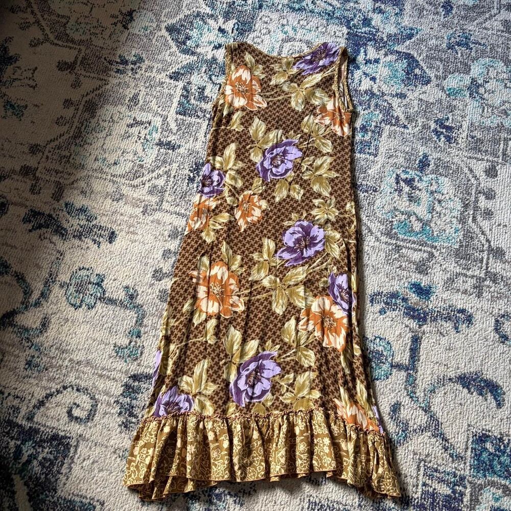 Globe-trotter Women's Brown and Cream Dress vintage 90s dress size small - Picture 6 of 6